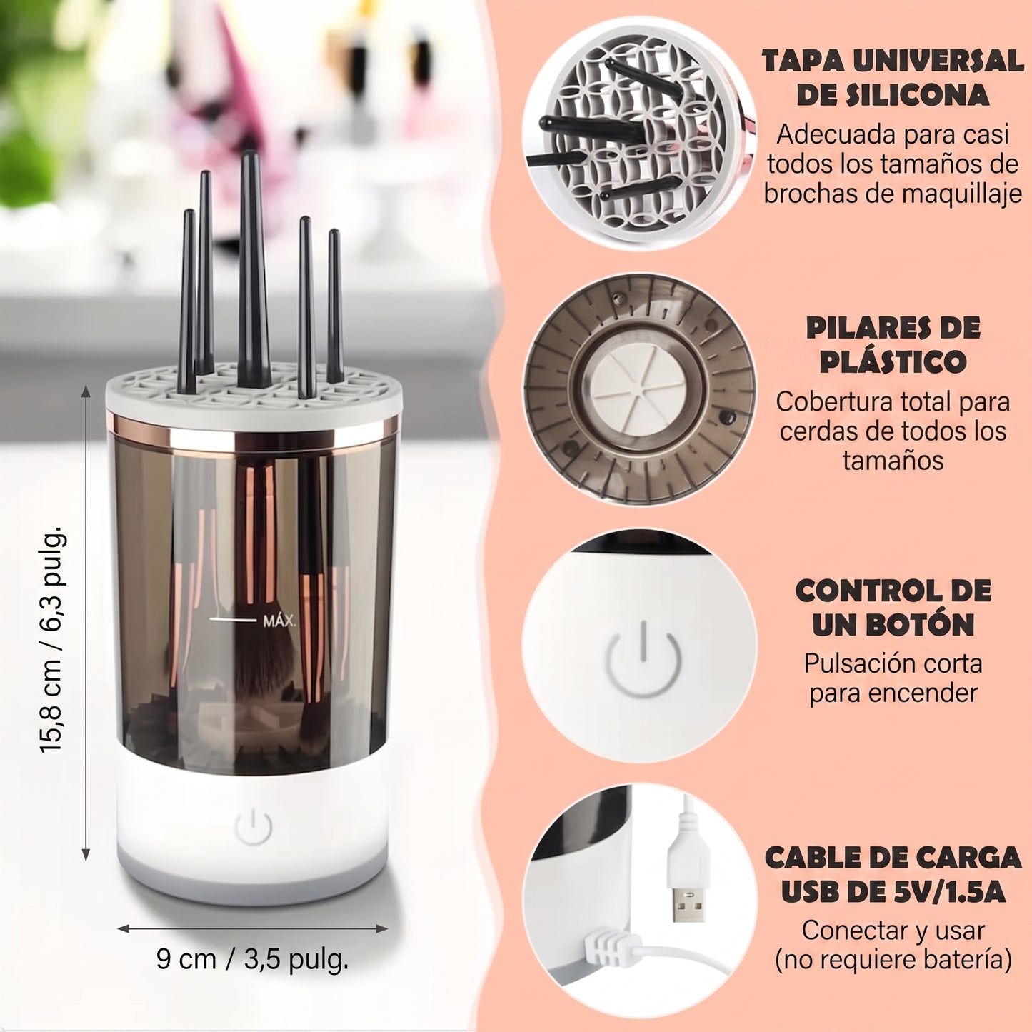 LIMPIADOR DE BROCHAS ELÉCTRICO RECARGABLE